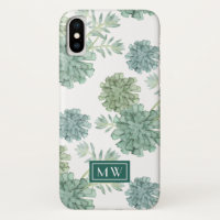 Des Monogramm-| saftiges Muster Pflanzen-des