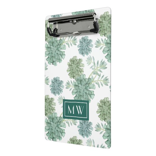 Des Monogramm-| saftiges Muster Pflanzen-des Mini Klemmbrett (Gewinkelt2)