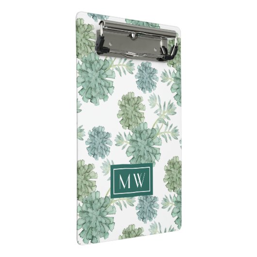 Des Monogramm-| saftiges Muster Pflanzen-des Mini Klemmbrett (Schrägansicht)