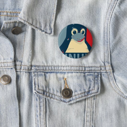 Des Pinguinplakat-Kopfes Linuxs Tux rotes Blau Button (Beispiel)