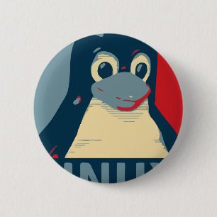 Des Pinguinplakat-Kopfes Linuxs Tux rotes Blau Button