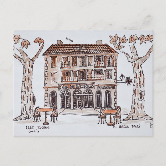 des platens, Place Paoli | Ile Rousse, Korsika Postkarte (Vorderseite)