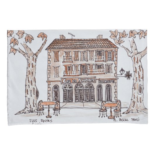 des platens, Place Paoli,| L'Ile Rousse, Korsika Kissenbezug (Vorderseite-Rechts)