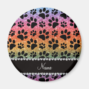 Des Regenbogen-Glitters des individuellen Namens Magnet