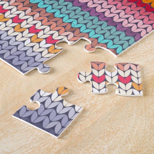 Des retro woollen Valentine Strick Herz-Imitats Puzzle (Seite)