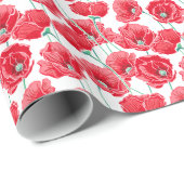 Des roten Blumenmuster Mohnblumen-Feldes der Geschenkpapier (Rolleneckpunkt)