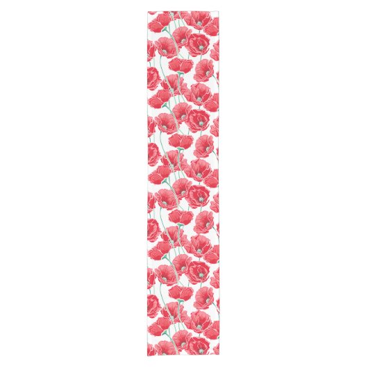 Des roten Blumenmuster Mohnblumen-Feldes der Kurzer Tischläufer (Vorderseite)