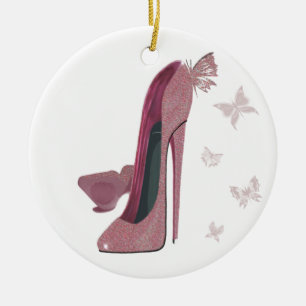 Des Schein-rosa Stilett-und Schmetterlinges Kunst Keramik Ornament