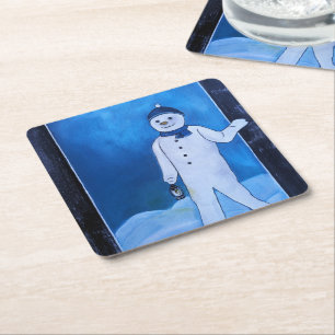 Des Schneemanns Flucht Gemälde von Alfred Fox Rechteckiger Pappuntersetzer