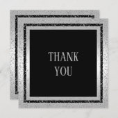 Des silberner u. schwarzer Glitzer-gerahmten Dankeskarte (Vorne/Hinten)