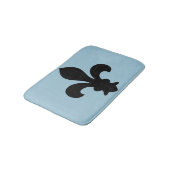 Des Symbol-Schwarzen Fleur de Lys French blaue Badematte (Schrägansicht)