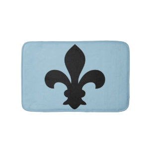 Des Symbol-Schwarzen Fleur de Lys French blaue Badematte