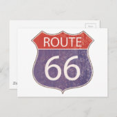 Des Verkehrsschildes des Weg-66 rotes u. blaues Postkarte (Vorne/Hinten)