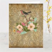 des Vintagen viktorianisches Braun Karte (Gelbe Blume)