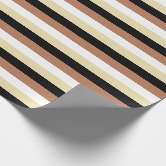 Des Weiß, Beige und Schwarzer Streifen Browns, Geschenkpapier (Ecke)