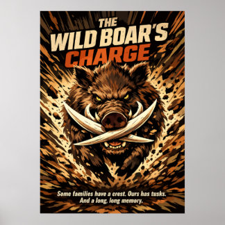 Des Wildschweins Ansturm Power-Kunst Poster