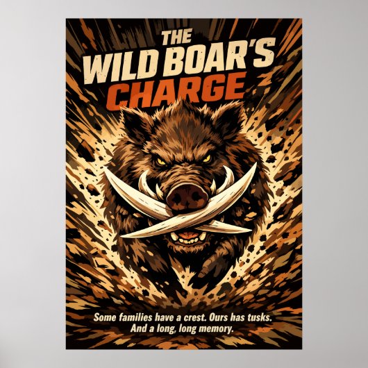 Des Wildschweins Ansturm Power-Kunst Poster (Vorne)