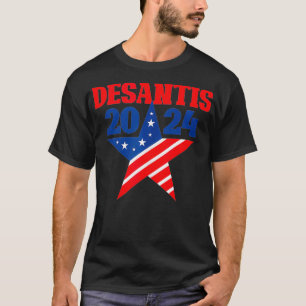 Desantis 2024 Florida Governor American Flag Star T-Shirt
