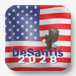 DeSantis 2028 mit Bald Eagle Pappteller