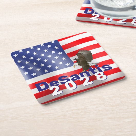 DeSantis 2028 mit Bald Eagle Rechteckiger Pappuntersetzer (angewinkelt)