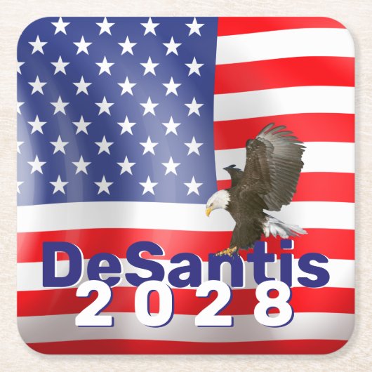 DeSantis 2028 mit Bald Eagle Rechteckiger Pappuntersetzer (Vorderseite)