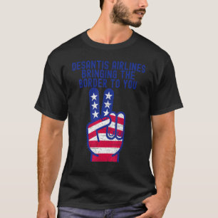 DeSantis Airlines Martha's Vineyard Meme Peace Sig T-Shirt