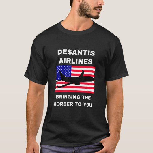 DeSantis Airlines USA Flag Politician Meme T-Shirt (Vorderseite)