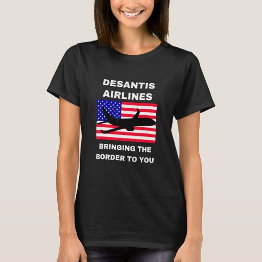 DeSantis Airlines USA Flag Politician Meme T-Shirt (Vorderseite)