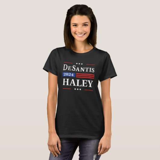 Desantis Haley 2024 American Flag Nikki Haley Ron T-Shirt (Vorne ganz)
