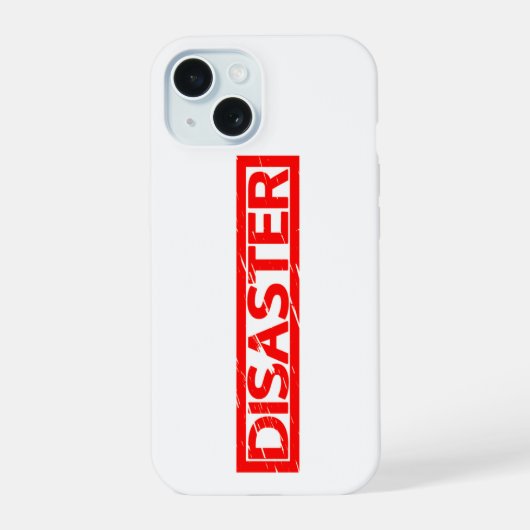 Desaster Briefmarke iPhone 15 Hülle (Rückseite)