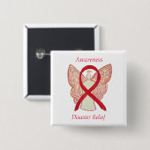 Desaster Relief Engel Awareness Ribbon Buttone Button (Vorne & Hinten)