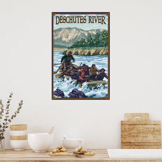Deschutes River Rafting - Bend ODER Travel Poster (Küche)