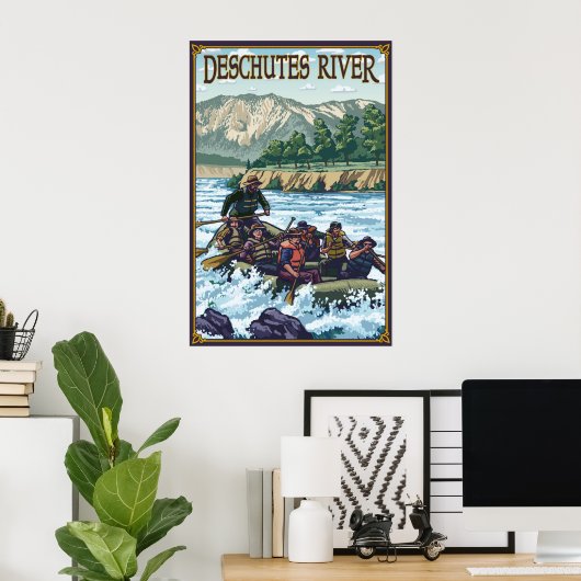 Deschutes River Rafting - Bend ODER Travel Poster (Heimbüro)