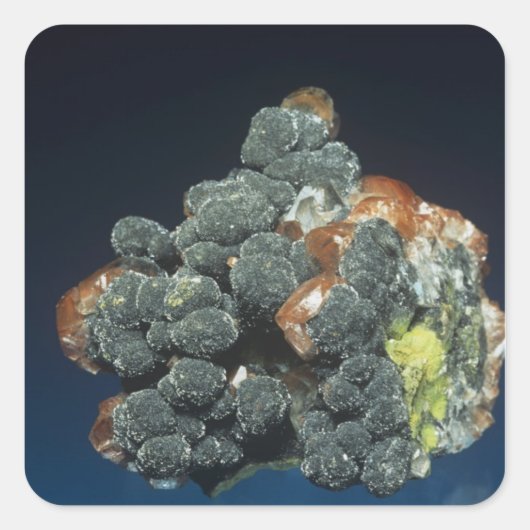 Descloizite auf Calcite Quadratischer Aufkleber (Vorderseite)