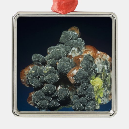 Descloizite auf Kalzit Silbernes Ornament (Vorne)