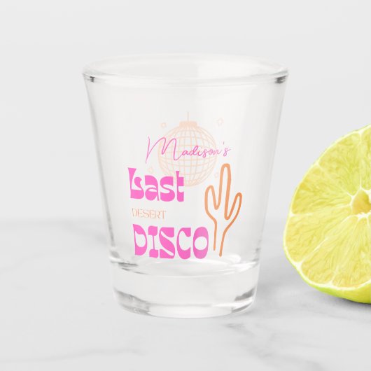 Desco Disco Junggeselinnen-Abschied Rosa & Orange Schnapsglas (Vorderseite)