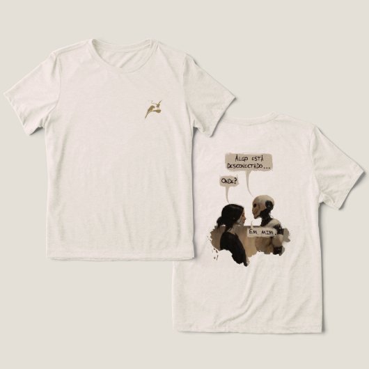 Desconectado (com frase) modelo II Tri-Blend Shirt (Design Vorderseite & Rückseite)