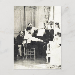 Descri??o Claude Debussy ao piano no ver?o de 1893 Postkarte