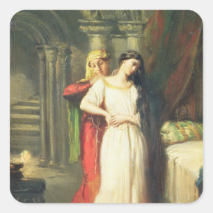 Desdemona erzählt ihrem Bett, 1849 Quadratischer Aufkleber