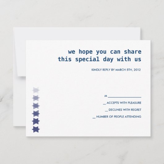 Desending STARS Bar Bat Mitzvah Reply Card RSVP Karte (Vorderseite)