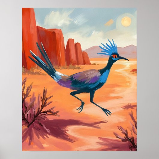 Desert Bird Southwestern Landscape Wall Art Poster (Vorne)
