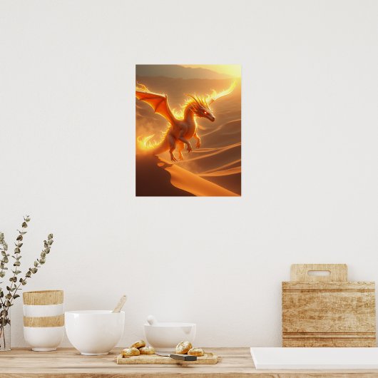 Desert Blaze Fire Dragon Poster (Küche)