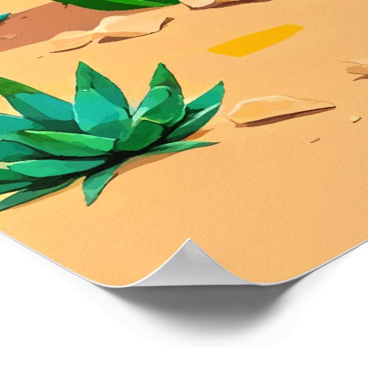 Desert Bloom & Hummingbird - Südwesten Pop Art Poster (Ecke)