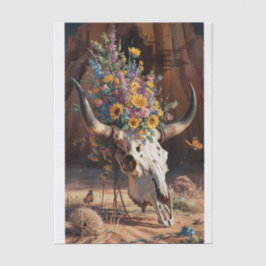 Desert Bloom Memorial, Longhorn Skull & Wildblume Seidenpapier