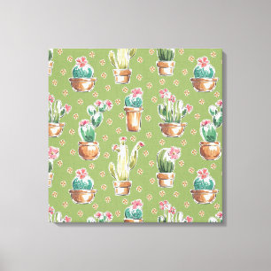 Desert Bloom Step   Green Pattern Leinwanddruck