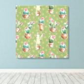 Desert Bloom Step | Green Pattern Leinwanddruck (Insitu (Holzboden))