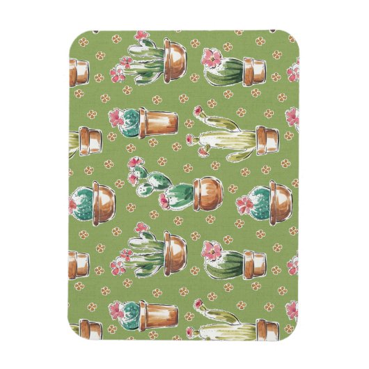 Desert Bloom Step | Green Pattern Magnet (Vertikal)