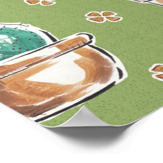 Desert Bloom Step | Green Pattern Poster (Ecke)