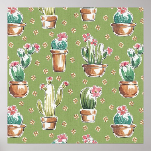 Desert Bloom Step | Green Pattern Poster (Vorne)