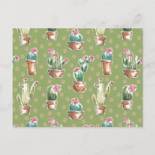 Desert Bloom Step | Green Pattern Postkarte (Vorderseite)
